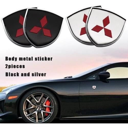 3D Metal Car Sideways Emblems Badge Stickers For Mitsubishi ASX Lancer Pajero 4 Outlander Colt Galant Carisma EX EVO Accessories