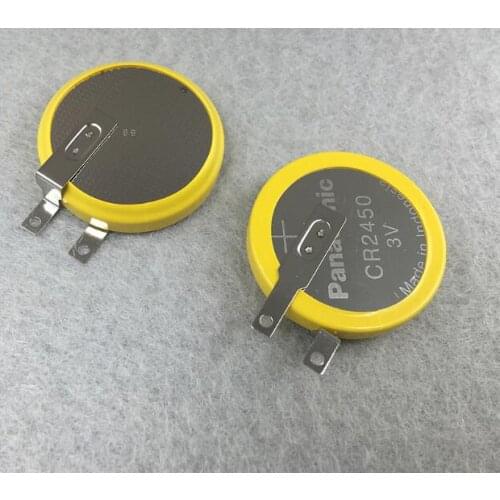 20pcs/lot Panasonic CR2450 3V Lithium Battery Cell rice cooker tire pressure monitor Button Batteries with Soldering feet