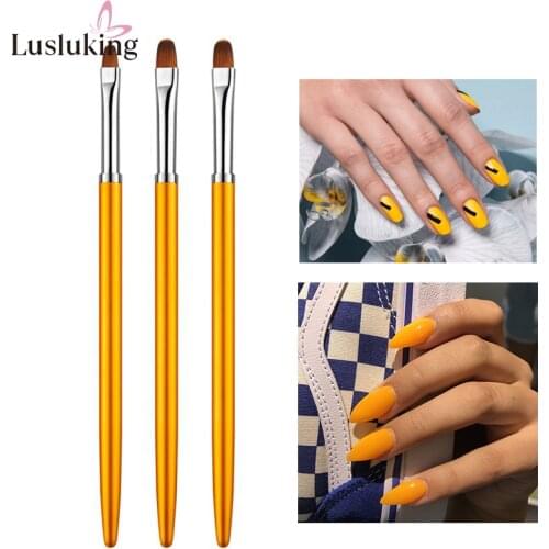 Nail Art Round Extension Builder Flower Painting Drawing Brush Pen Manicure Tips Tools Kit Metal Handle 3Pcs Set