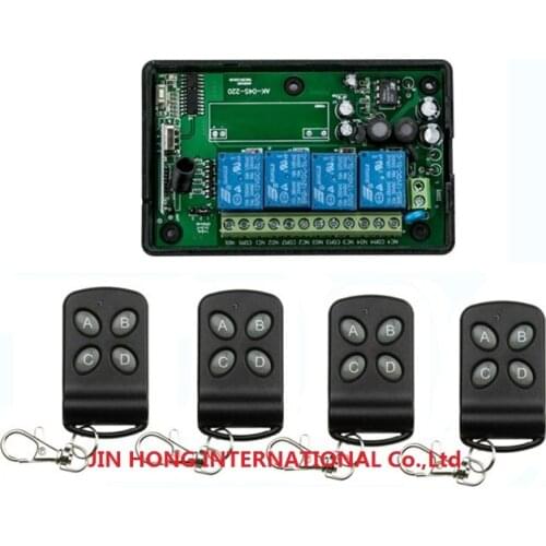 AC85--260V 4CH RF Wireless Remote Control System / Radio Switch remote switch 220V Learning code receiver & 4 remote controller