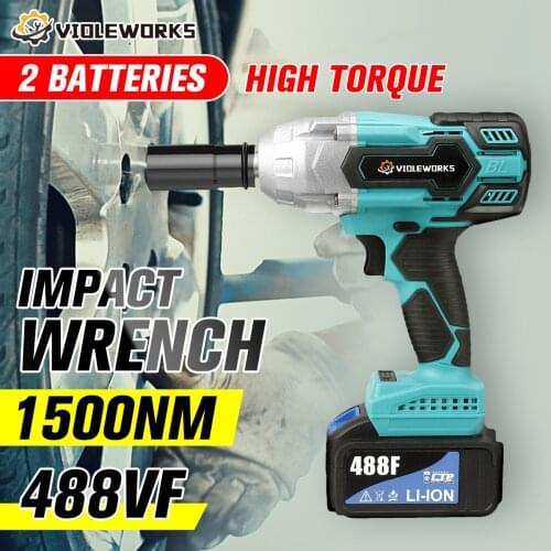 488VF 1500N.M High Torque Brushless Cordless Electric Impact Wrench 1/2 inch Socket Wrench Power Tools With Rechargeable Battery