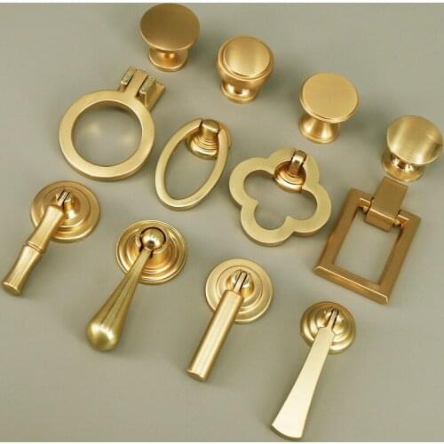 1PC Solid Zinc Alloy Gold Cabinet Pulls European Furniture Kitchen Cupboard Handle Drawer Knobs Hardware