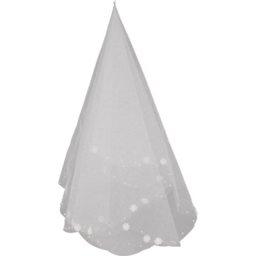 Women Wedding Dress Embroidered Flower Veil Layersf Tulle Rbbon Edge Bridal Veil W0YA