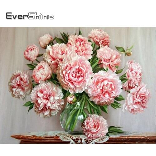 Evershine 5D Diamond Painting Flower Cross Stitch Full Set Embroidery Mosaic Rhinestone Picture Home Decoration Accessories