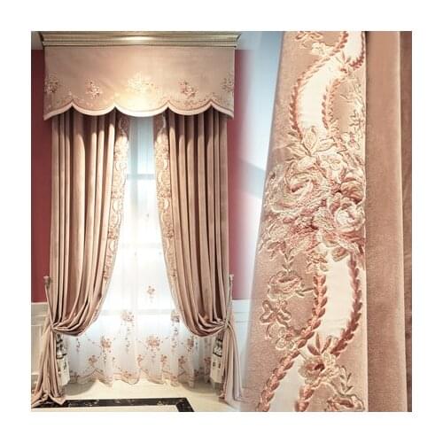 Princess atmosphere flannel shade curtain custom high grade European living room bedroom embroidery floor floating curtain