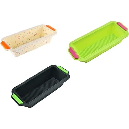 Toast Mould Rectangle Food Grade Silicone Bread Pan Mold with Handle Non-Stick Bakeware Non-slip Base Baking Kitchen Supplies