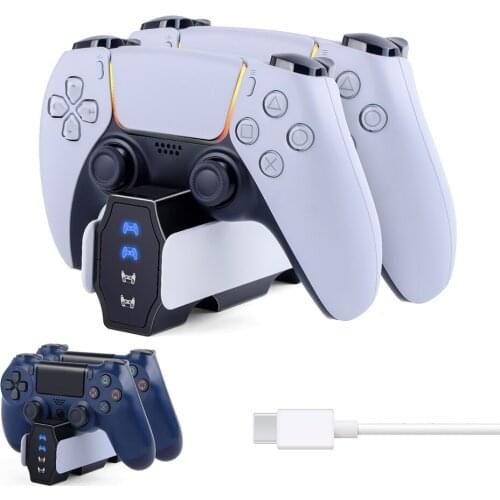 2 in 1 Game Controller Dual Charger Docking Station Gamepad USB Charging Dongle Holder Stand For PS4/PS5 Gaming Accessories