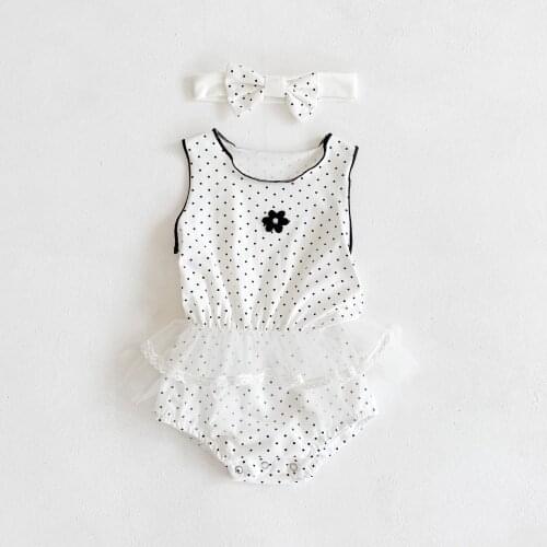 INS Summer Infants Children Jumpsuit Baby Girls Dots Printted Waistcoat Sleeveless Triangle Romper Crawling Clothes