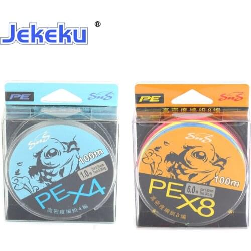 JEKEKU Weaves Fishing Line 4Strands 8Strands Multicolor Braided Fishing Wire 100m 10-110LB Strong Multifilament PE Line