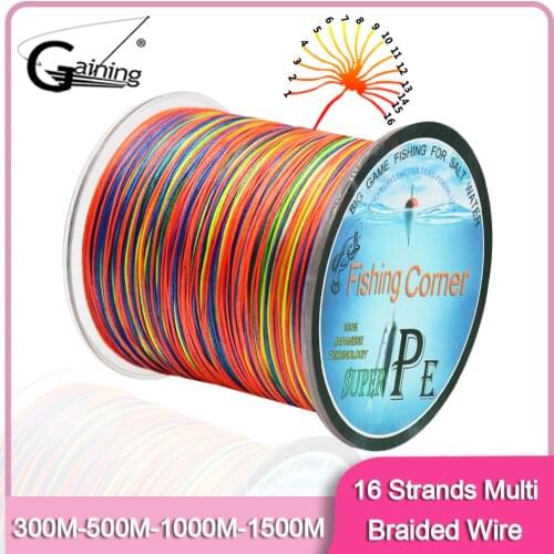 16 Strand Weaves Fishing Line 300M 500M 1000M 1500M Multicolor PE Braided Fishing Line Rope Multifilament Braid Wire 60LB-310LB