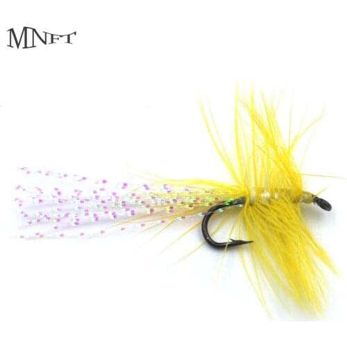 MNFT 10Pcs 9# Yellow Feathers Streamer Tails Nymphs Trout Salmon Lure Outdoor Sports Fly Fishing