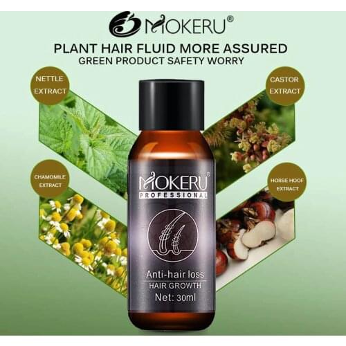 Mokeru 1pc 30ml Natural Organic Anti Hair Loss Products Baldness Treatment Hair Growth Agent Herbal Hair Regrowth Oil for Man