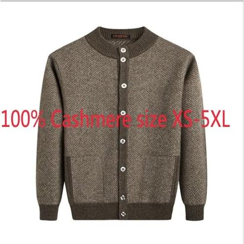 New Arrival Autumn Winter Sweater Men Coat 100% Pure Cashmere Knitted Cardigan Thickened Computer Knitted Plus Size XS-4XL 5XL