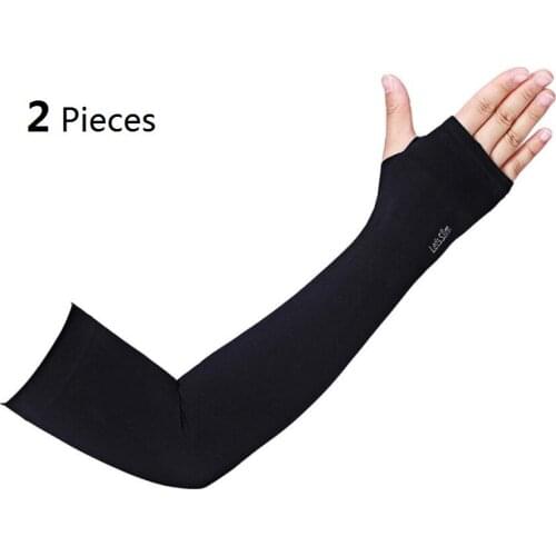 1 Pair Ice Fabric Arm Sleeves Mangas Warmers Summer Sports UV Protection Running Cycling Driving Reflective Sunscreen Bands