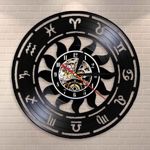 Vinyl Record Wall Clock Astronomy Time Wall Clock Zodiac Home Decor Astrology Zodiac Wall Watch Astronomers Gift