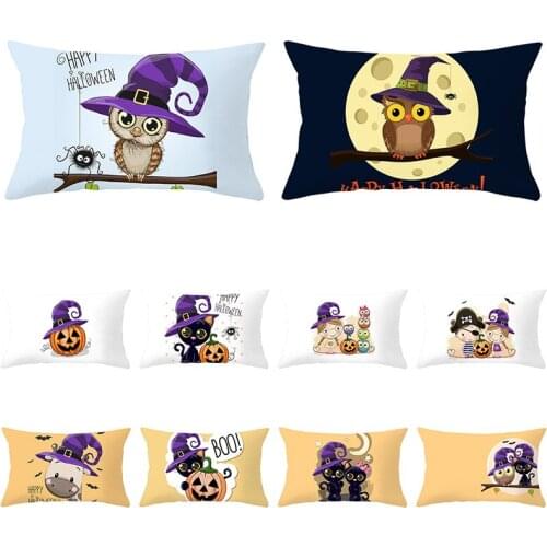 Halloween Pillow Cover Colorful Pumpkin Funny Owl Printed Lumbar Cushion Covers 30x50 cm Fall Home Decor Cushion Case for Couch