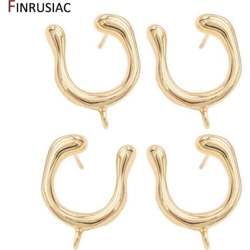 Latest trendy U shape design high quality brass metal 14k gold plated earrings hooks findings DIY making earring parts wholesale
