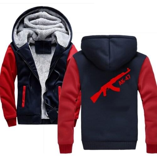 2019 New Harajuku Cap Sweatshirt Fashion Streetwear KALASHNIKOV AK47 Winter Hoodie men Tops Casual Thicken Zipper size M-5XL