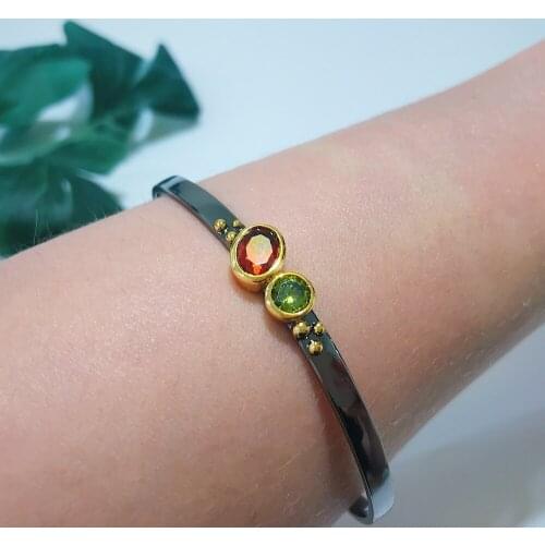Brand New Pretty Cuff Bangle for Women Light Thin Daily Black Gold Fashion Zirconia Bracelet Hot Pick