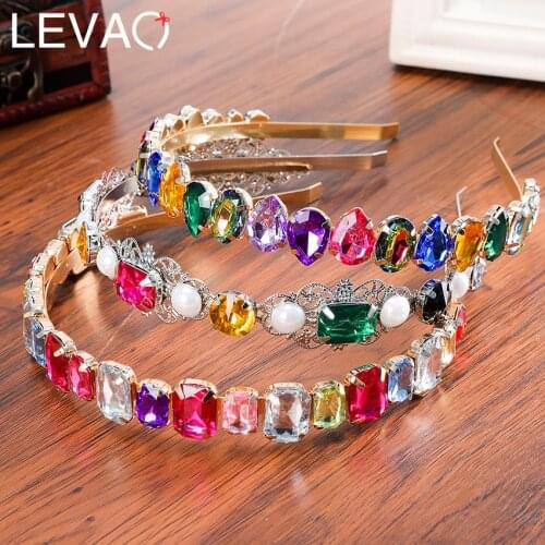 Levao Women Hairband Shiny Crystal Headband Hair Band Elegant Baroque Rhinestone Hair Hoop Bezel Headbands for Girls Headwear