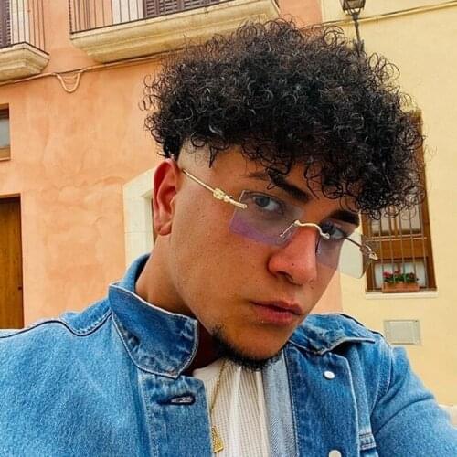 New Arrival Sunglasses For Women Rimless Square Frame Sun Glasses Men Color Gradient Lens Eyeglasses Female Fashion Brand