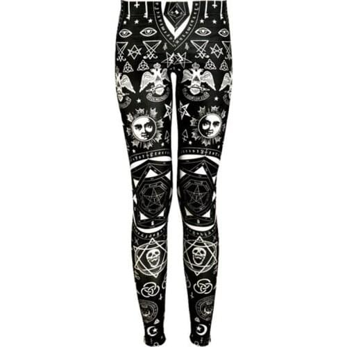 JIEZuoFang Autumn Thin Goth Fashion Skull Star Print Soft Workout Fitness Sweatpants Stretch Breathable Slim Casual Leggings