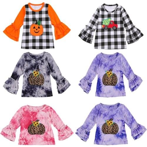 Autumn Kids T-Shirt Baby Boy Girl T-Shirts Cartoon Embroidery Print Long Sleeve Children Tops Ruffles Girl T-shirt Baby Clothes