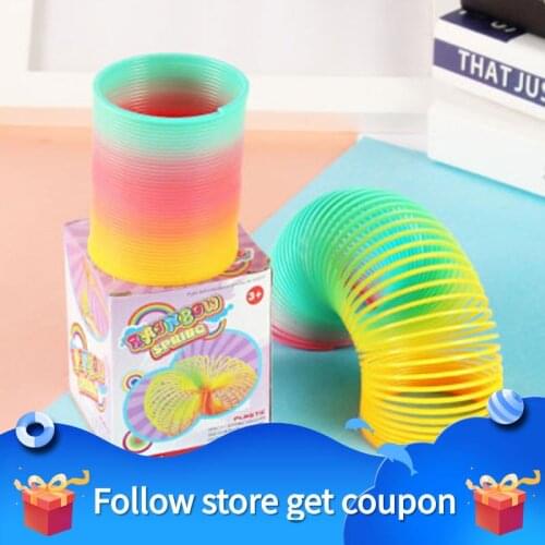 Rainbow Spring Coil Circle Toys Games Magical Folding Plastic Funny Child Early Educational Creative Gift for Children