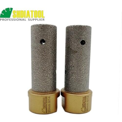 SHDIATOOL 2pcs 20mm Vacuum Brazed Diamond finger bits With M14 Thread Enlarge shape round bevel existing holes