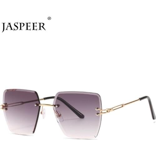 JASPEER Oversized Rimless Sunglasses Women Brand Designer Vintage UV400 Driving Sun Glass Men Ladies Shades Frameless Eyewear