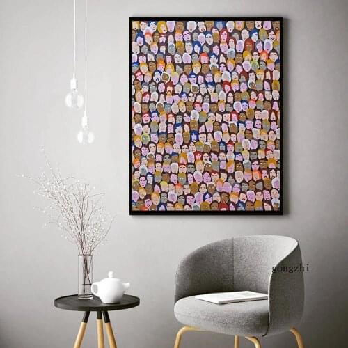 Crowd of People Creative Poster Colorful Canvas Painting and Prints Nordic Wall Art Pictures for Living Room Bedroom Home Decor