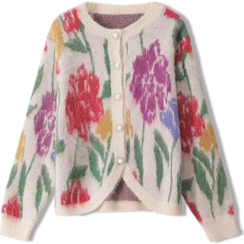 Vintage Japanese Sweet Lady Sweater Retro Three-dimensional Jacquard Fairy Sweater Ins Female Mori Cardigan Cashmere Women Tops