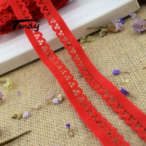 #1389 Bright Hot Red 8 Yards Stretch Elastic Lace Trim Baby Underwear Pants Bra Clothing Trousers Rubber Bands