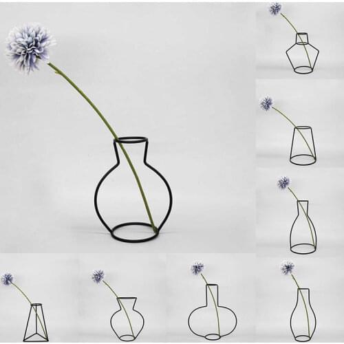 Retro Iron Line Table Flowers Vases Metal Plant Holder Flower Arrangement Living Room Nordic Styles Home Decoration 8 Shapes