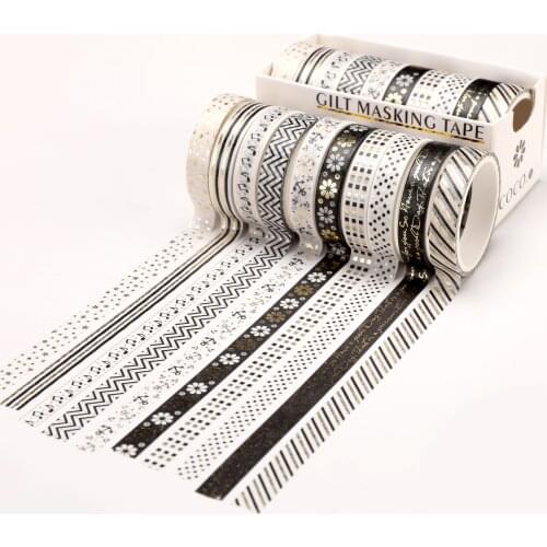 10 Pcs/Set Gold Stamping Washi Tape Cute Heart Masking Tape Decorative Adhesive Tape Sticker Scrapbooking DIY Stationery Supply