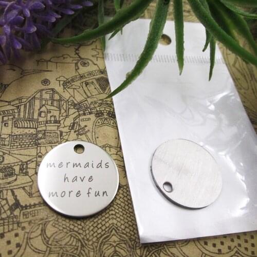20pcs--"MERMAIDS HAVE MORE FUN"stainless steel charms 5 styles for choosing DIY Charms for necklace bracelets