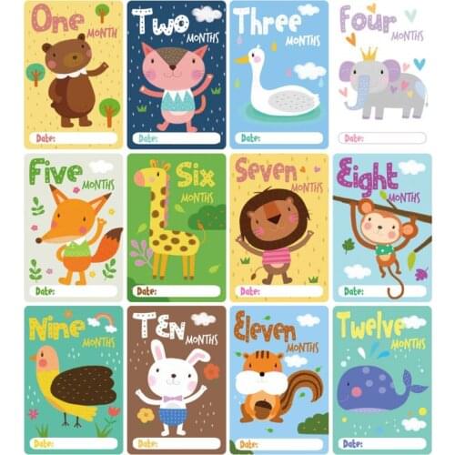 12 Sheet Milestone Photo Sharing Cards Gift Set Baby Age Cards Newborn Photo Props