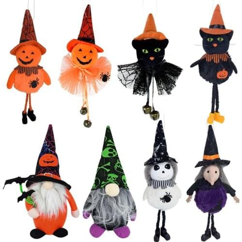 1P Halloween Decoration Cute Pumpkin Witch Ghost Cat Doll Hanging Ornaments For Halloween Party Bar Home Decor Gifts Supplies