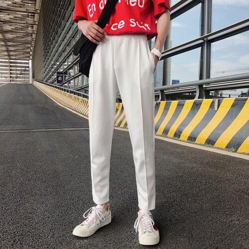 2021 Mens Fashion Trend Soft Cotton Casual Pants White/black Color Trousers Slim Fit Comfortable Pants Big Size M-3XL