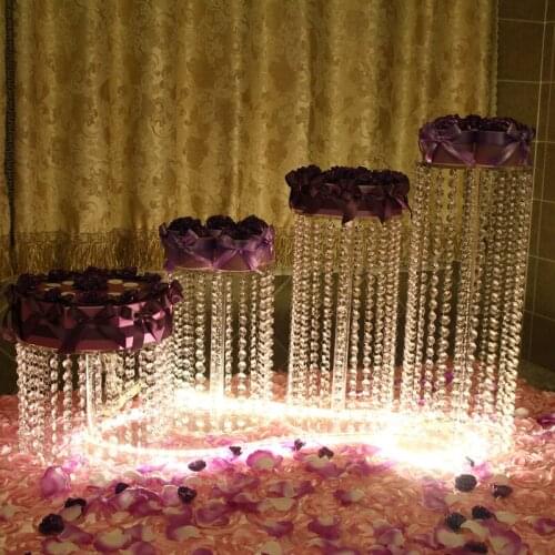 4pcs Wedding Cake Stand crystal cake holder Round Crystal wedding decoration prop Cupcake stand D15,20,25,30,H40,30,20,10