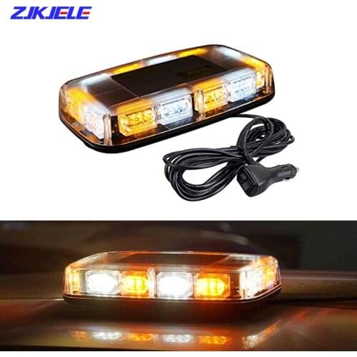 48LED Roof Strobe Lights Emergency Safety Warning LED Lightbar with Magnetic Base 12-24V Snow Plow Trucks Construction Vehicles