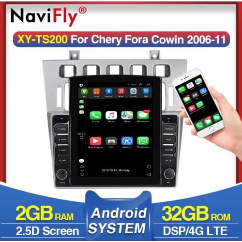 Navifly 9.7inch Tesla screen 2+32G DSP 4G LTE Android Car Radio Multimedia Video Player for Chery Fora Cowin 2006 - 2011 BT SWC