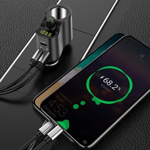 Bluetooth-Compatible 5.0 Car Cigarette Lighter Mp3 Player FM Transmitter Handsfree Audio Receiver 3.1A USB Fast Charger U Disk