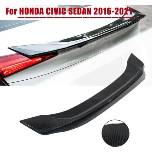 Car Rear Trunk Spoiler Wing for HONDA CIVIC SEDAN 2016-2021 ABS Plastic Glossy Black Carbon fiber Rear Trunk Lip Decoration
