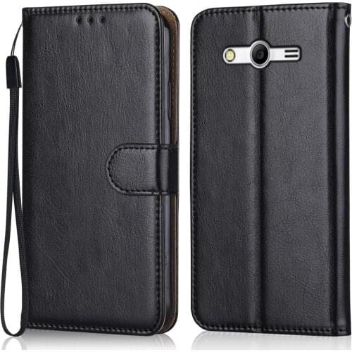 Folio Luxury Leather Case for On Samsung Galaxy Core 2 G355 G355H 4.5''Wallet Stand Flip Case Phone Bag with Strap