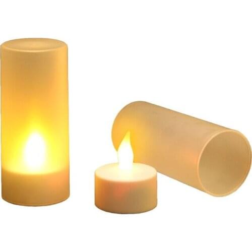 4/6/12pcs USB Rechargeable electronic bougie decorative tealight Led candle Waxless Christmas Wedding Bar Home party Decor-Amber