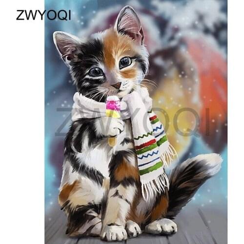 DIY Diamond painting Full Round Diamond embroidery Cross stitch cat scarf Full Square Diamond mosaic cat scarf candy Ice cream