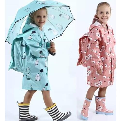 Raincoat Children Rain Poncho Boys Girls Poncho with Schoolbag Child Thickened Windbreaker Raincoat Rain Poncho
