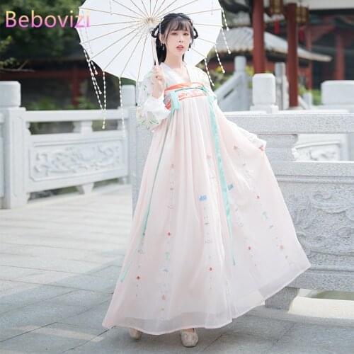 2021 Elegant Fairy Robe Orientale Embroidered Hanfu Womens Full-chested Waist Heavy Industry Traditional Chinese Clothing Hanfu