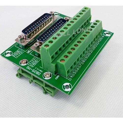 D-SUB DB25 Double Male Header Breakout Board, Terminal Block, Connector